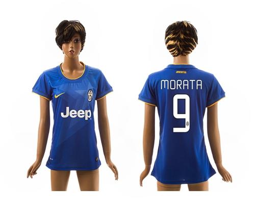 Women's Juventus #9 Morata Blue Away Soccer Club Jersey