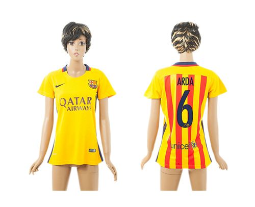 Women's Barcelona #6 Arda Away Soccer Club Jersey