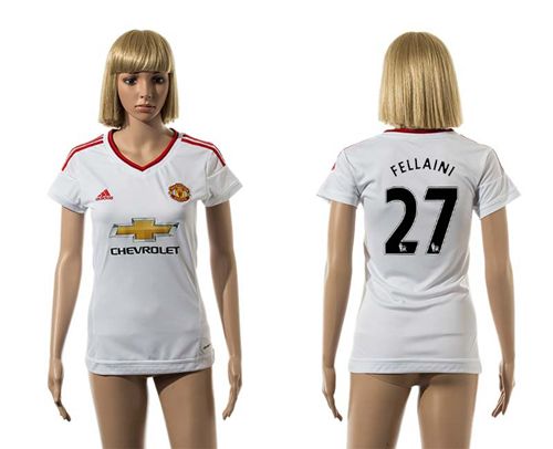 Women's Manchester United #27 Fellaini White Away Soccer Club Jersey