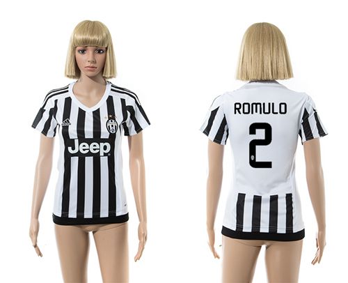 Women's Juventus #2 Romulo Home Soccer Club Jersey