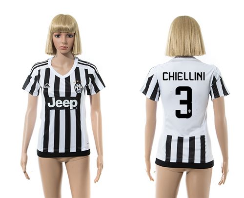 Women's Juventus #3 Chiellini Home Soccer Club Jersey