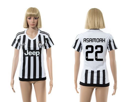 Women's Juventus #22 Asamoah Home Soccer Club Jersey