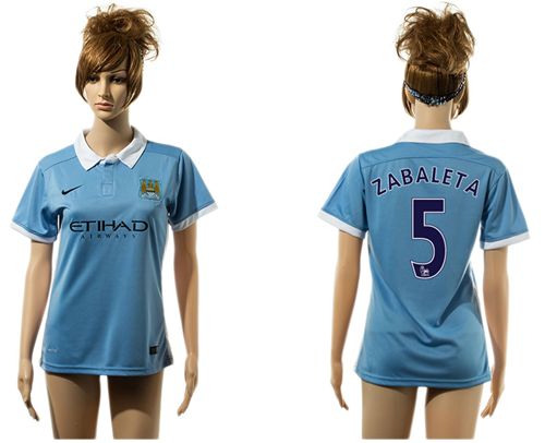 Women's Manchester City #5 Zabaleta Home Soccer Club Jersey