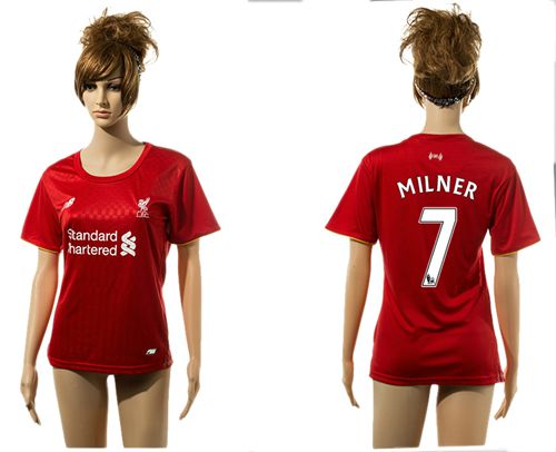 Women's Liverpool #7 Milner Red Home Soccer Club Jersey