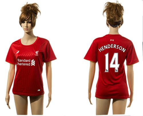 Women's Liverpool #14 Henderson Red Home Soccer Club Jersey