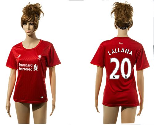 Women's Liverpool #20 Lallana Red Home Soccer Club Jersey