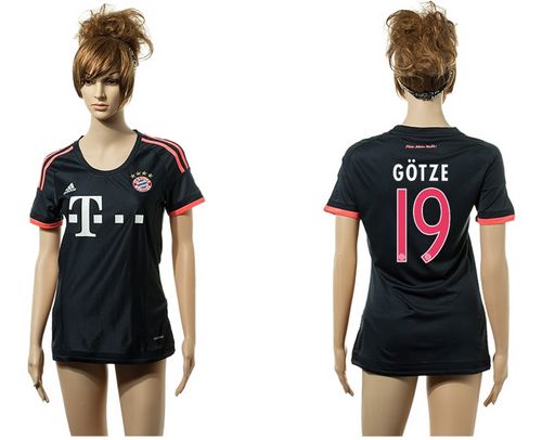 Women's Bayern Munchen #19 Gotze Black Away Soccer Club Jersey