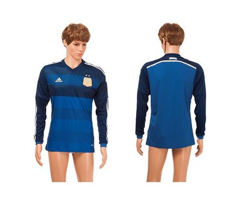 Argentina Blank Blue Away Long Sleeves Soccer Country Jersey