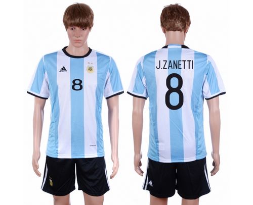 Argentina #8 J.Zanetti Home Soccer Country Jersey