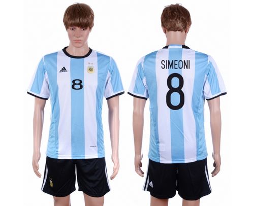 Argentina #8 Simeoni Home Soccer Country Jersey