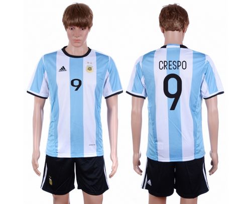 Argentina #9 Crespo Home Soccer Country Jersey