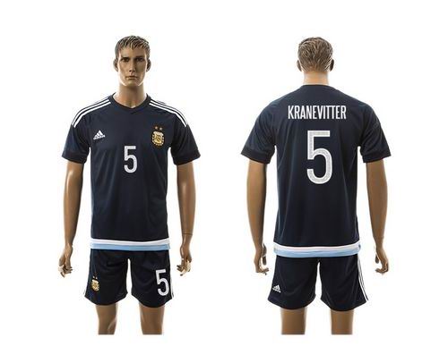 Argentina #5 Kranevitier Away Soccer Country Jersey