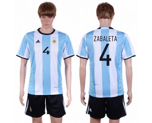 Argentina #4 Zabaleta Home Soccer Country Jersey