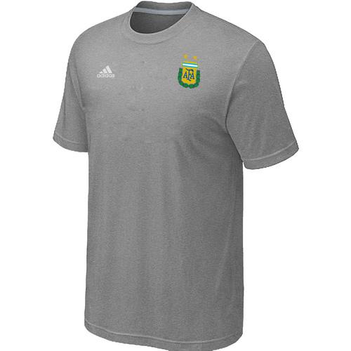  Argentina 2014 World Small Logo Soccer T Shirts Light Grey