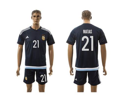 Argentina #21 Matias Away Soccer Country Jersey