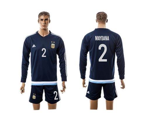 Argentina #2 Maydana Away Long Sleeves Soccer Country Jersey