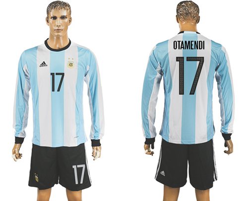 Argentina #17 Otamendi Home Long Sleeves Soccer Country Jersey