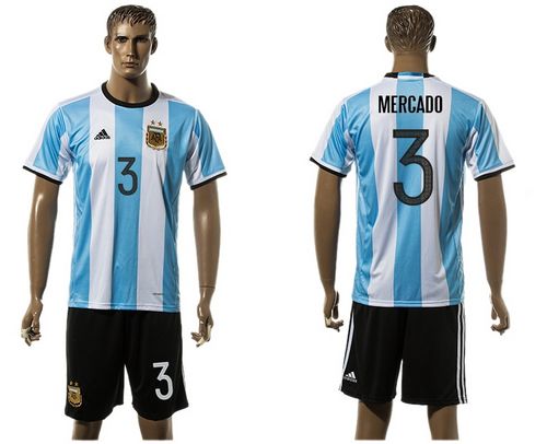 Argentina #3 Mercado Home Soccer Country Jersey