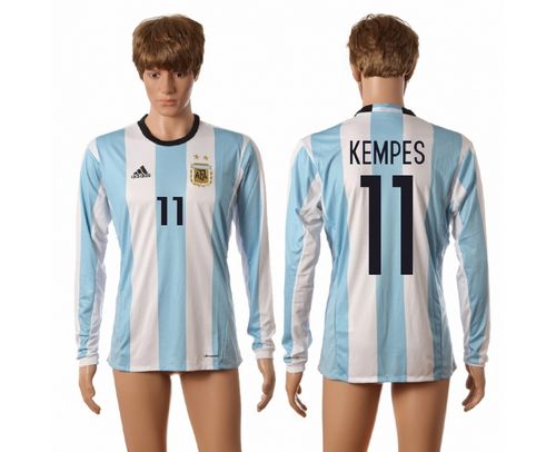 Argentina #11 Kempes Home Long Sleeves Soccer Country Jersey