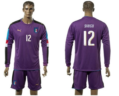 Australia #12 Sirigu Purple Goalkeeper Long Sleeve Soccer Country Jersey