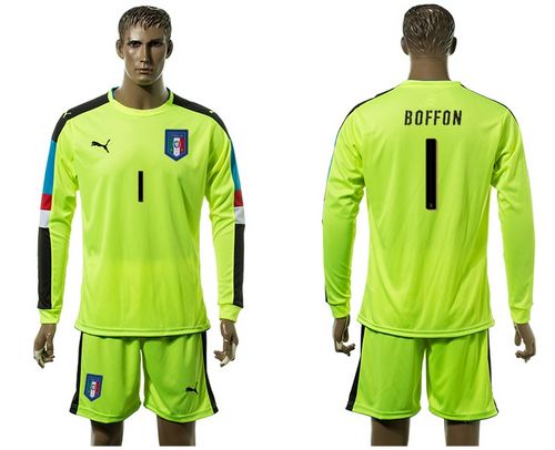 Australia #1 Buffon Green Goalkeeper Long Sleeve Soccer Country Jersey