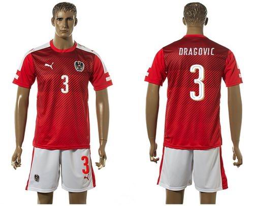 Austria #3 Dragovic Red Home Soccer Country Jersey