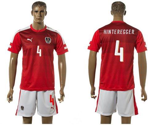 Austria #4 Hinteregger Red Home Soccer Country Jersey