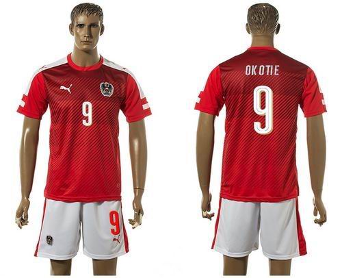 Austria #9 Okotie Red Home Soccer Country Jersey