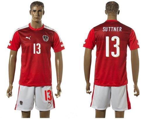 Austria #13 Suttner Red Home Soccer Country Jersey