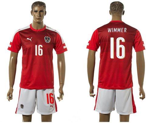 Austria #16 Wimmer Red Home Soccer Country Jersey