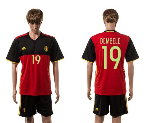 Belgium #19 Dembele Red Home Soccer Country Jersey