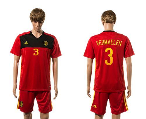 Belgium #3 Vermaelen Red Home Soccer Country Jersey