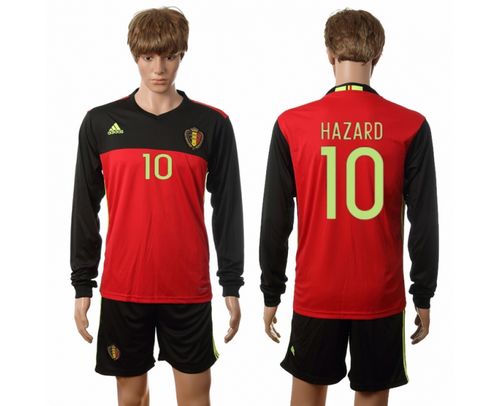 Belgium #10 Hazard Red Home Long Sleeves Soccer Country Jersey