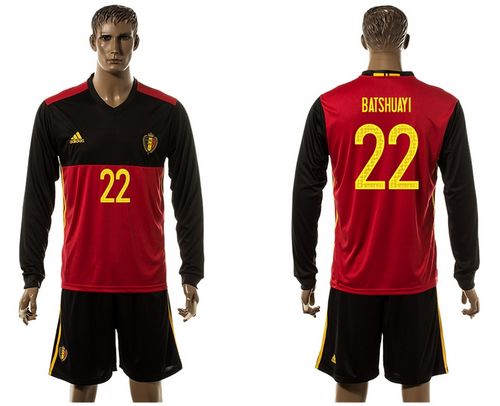 Belgium #22 Batshuayi Red Home Long Sleeves Soccer Country Jersey