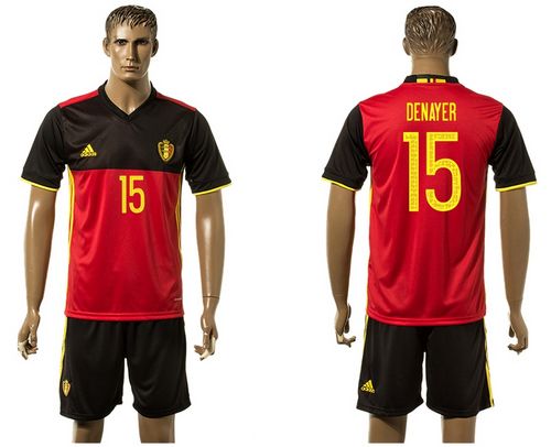Belgium #15 Denayer Red Home Soccer Country Jersey
