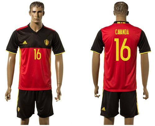 Belgium #16 Cavanda Red Home Soccer Country Jersey