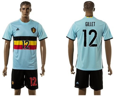 Belgium #12 Gillet Away Soccer Country Jersey