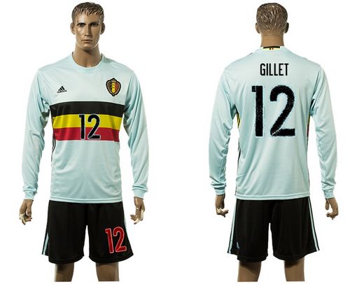 Belgium #12 Gillet Away Long Sleeves Soccer Country Jersey