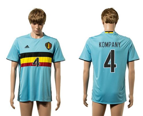 Belgium #4 Kompany Away Soccer Country Jersey