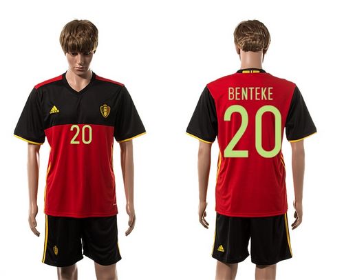 Belgium #20 Benteke Red Home Soccer Country Jersey