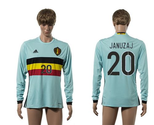 Belgium #20 Januzaj Away Long Sleeves Soccer Country Jersey