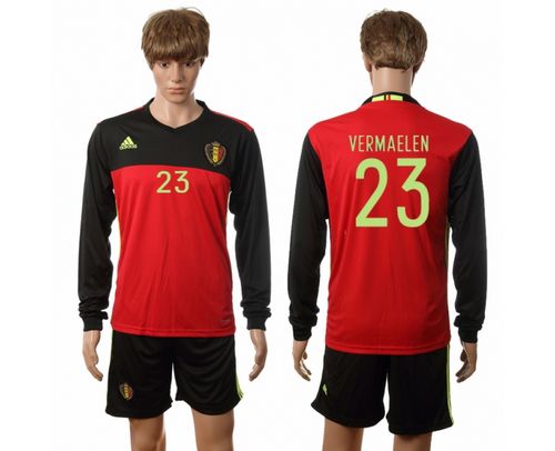 Belgium #23 Vermaelen Red Home Long Sleeves Soccer Country Jersey