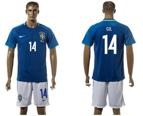 Brazil #14 Gil Away Soccer Country Jersey