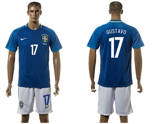Brazil #17 Gustavo Alves Away Soccer Country Jersey
