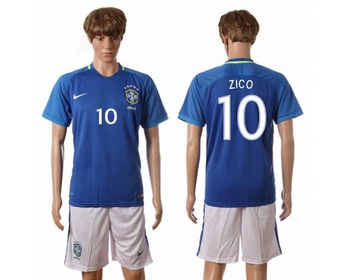 Brazil #10 Zico Away Soccer Country Jersey