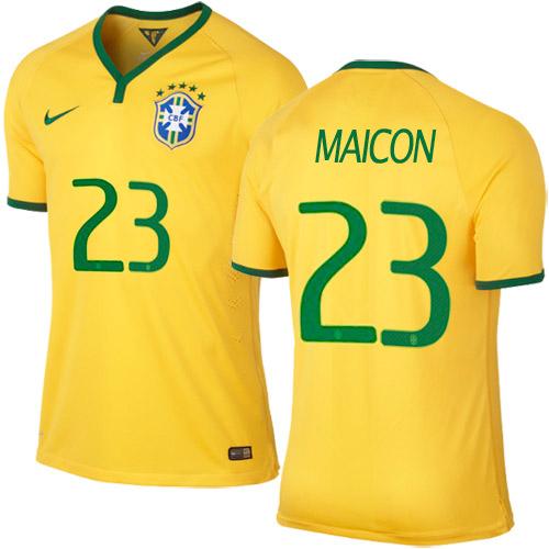 Brazil #23 Maicon Home Soccer Country Jersey
