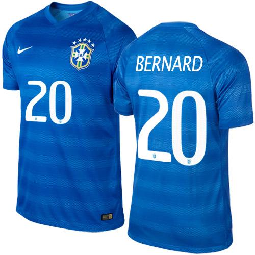 Brazil #20 Bernard Blue Away Soccer Country Jersey