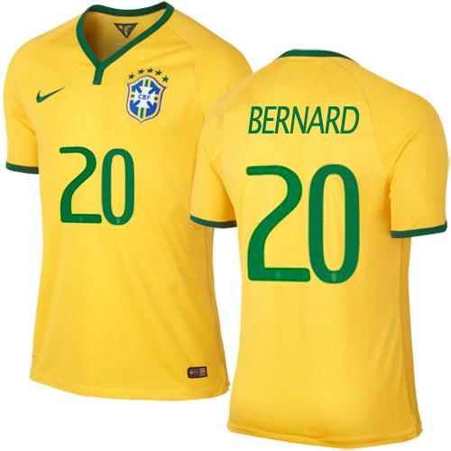 Brazil #20 Bernard Home Soccer Country Jersey