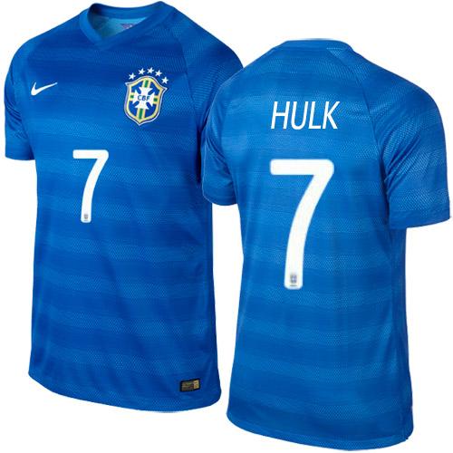 Brazil #7 Hulk Blue Away Soccer Country Jersey