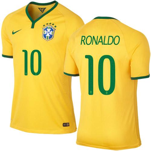 Brazil #10 Ronaldo Home Soccer Country Jersey